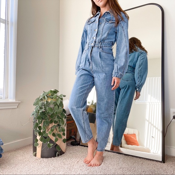 Structured Denim Jumpsuit - Picture 3 of 8